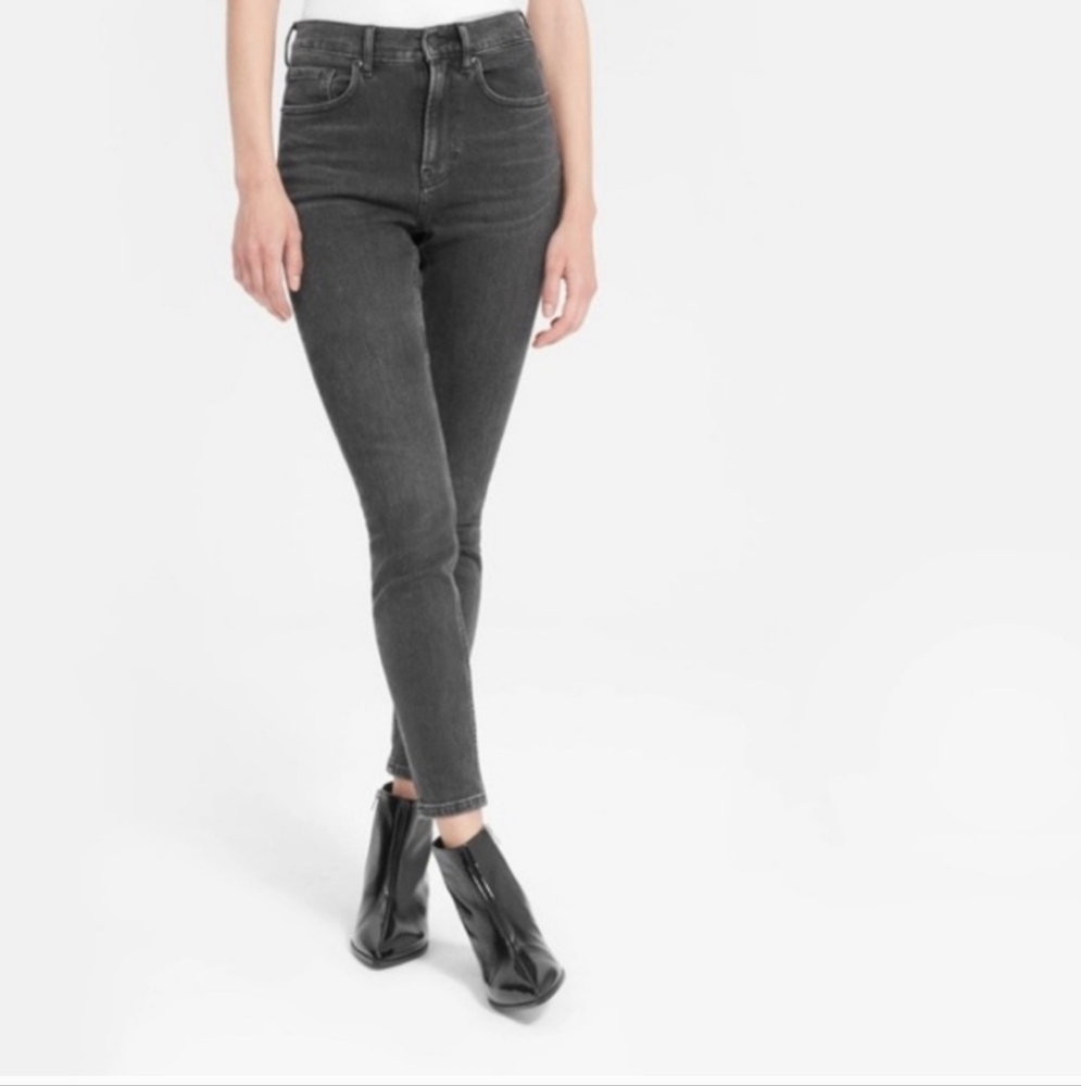 Everlane High Rise Ankle Washed Grey Black Jeans 31